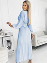 numoco Plisirana haljina s remenom i dekolteom - svijetlo plava boja Numoco KLARA