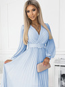 numoco Plisirana haljina s remenom i dekolteom - svijetlo plava boja Numoco KLARA