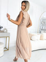 numoco Plisirana haljina s volanima na ramenima i dekolteu - bež Numoco EMILY