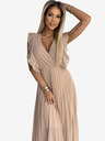 numoco Plisirana haljina s volanima na ramenima i dekolteu - bež Numoco EMILY