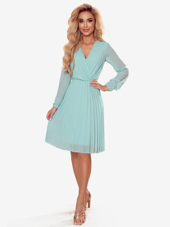 numoco Plisirana haljina s dekolteom i dugim rukavima - mint Numoco ISABELLE