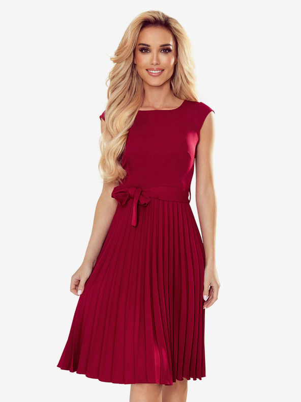 numoco Plisirana haljina kratkih rukava - boja vina Numoco LILA