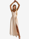 numoco Elegantna satenska maxi haljina na naramenice - zlatna Numoco CHIARA