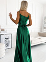 numoco Elegantna duga satenska haljina s dekolteom - zelena Numoco JULIET