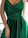 numoco Elegantna duga satenska haljina s dekolteom - zelena Numoco JULIET