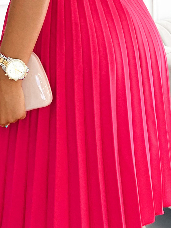 numoco Plisirana haljina s torba izrezom - boja maline Numoco WENDY