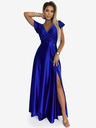 numoco Satenska duga haljina s dekolteom - plava Numoco CRYSTAL