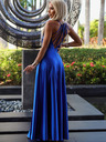 numoco Satenska duga haljina s ekskluzivnim dekolteom na leđima - plava Numoco PERLA