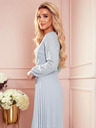 numoco Plisirana haljina s dekolteom i dugim rukavima - siva Numoco ISABELLE