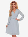 numoco Plisirana haljina s dekolteom i dugim rukavima - siva Numoco ISABELLE
