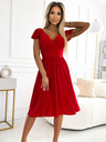 numoco Haljina s dekolteom i kratkim rukavima - crvena sa svjetlucavim Numoco MATILDE
