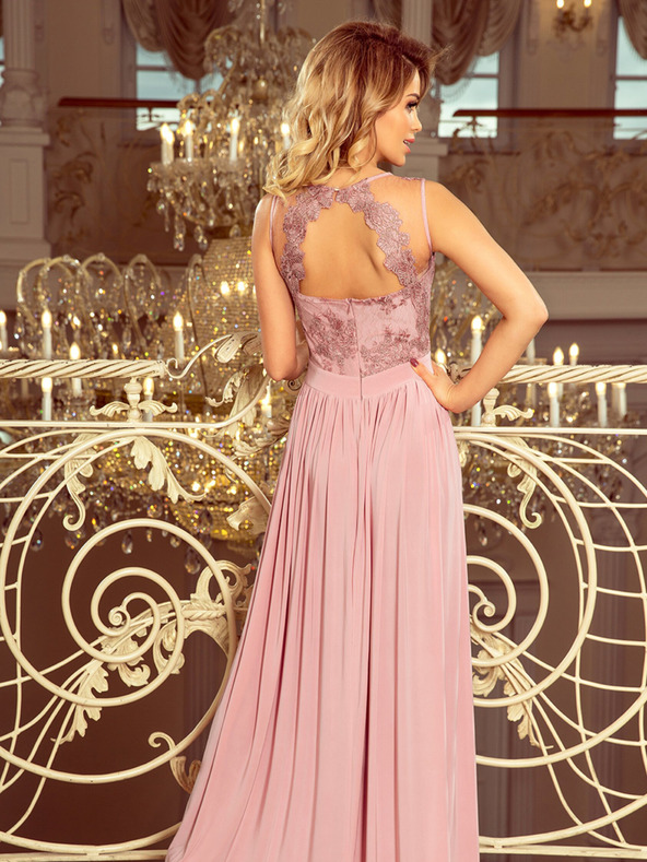 numoco Duga haljina s izvezenim dekolteom - taupe Numoco LEA