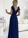 numoco Duga haljina s dekolteom i kravatom na ramenu - tamnoplava sa svjetlucavim Numoco ELENA