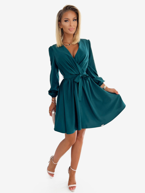 numoco Ženska haljina s dekolteom - zelena Numoco BINDY