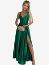 numoco Elegantna duga satenska haljina s izrezom i prekriženim naramenicama - zelena Numoco LUNA