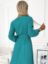 numoco Plisirana midi haljina s dekolteom, dugim rukavima i širokim remenom - boja mora Numoco VIVIANA