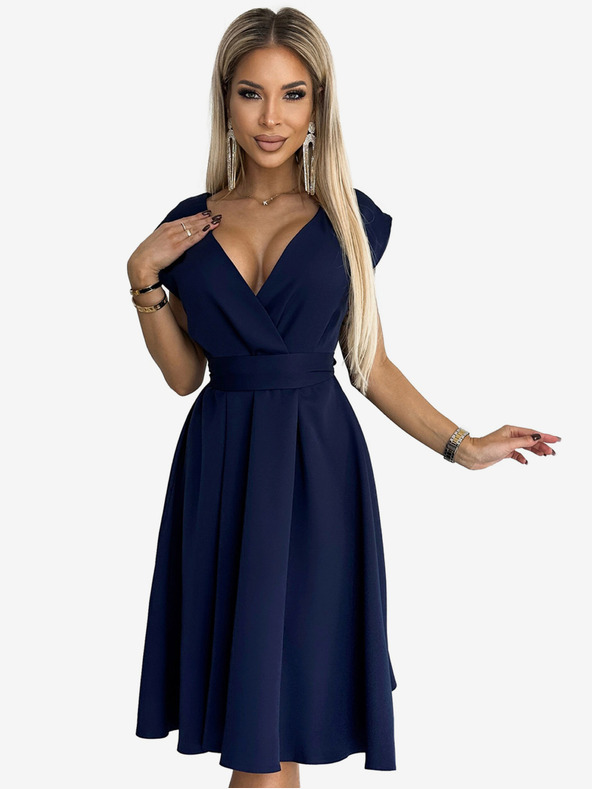 numoco Produžena haljina s dekolteom - tamnoplava Numoco SCARLETT