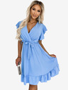 numoco haljina s volanom, dekolteom i kravatom - svijetloplava Numoco CORNELIA
