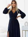 numoco Sjajna duga haljina s dekolteom i dugim rukavima - tamnoplava Numoco NELA