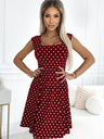numoco Pamučna haljina s dijamantnim izrezom - bordo na točkice Numoco STELLA