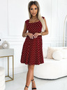 numoco Pamučna haljina s dijamantnim izrezom - bordo na točkice Numoco STELLA