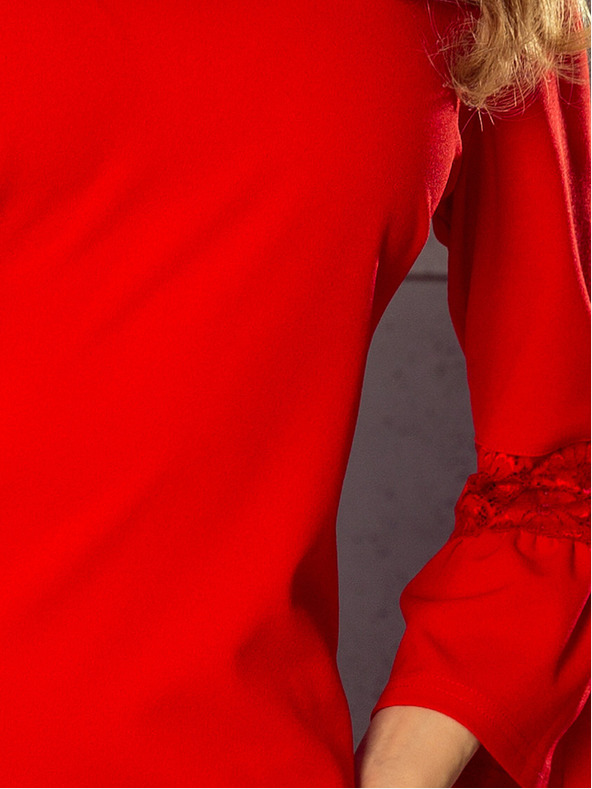 numoco Haljina s čipkom na rukavima - crvena Numoco MARGARET