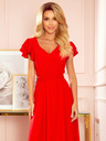 numoco Duga haljina s dekolteom i volanima - Red Numoco LIDIA