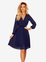 numoco Plisirana haljina s dekolteom i dugim rukavima - tamnoplava Numoco ISABELLE