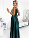 numoco Elegantna satenska maxi haljina na naramenice - zelena Numoco CHIARA