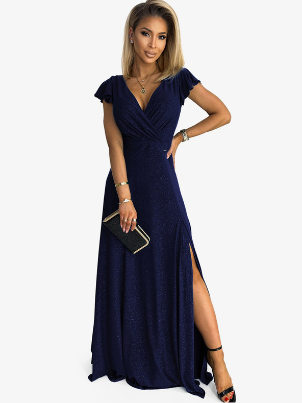 numoco Svjetlucava duga haljina s dekolteom - tamnoplava Numoco CRYSTAL