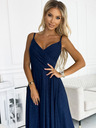 numoco Elegantna maxi haljina na naramenice - tamnoplava sa svjetlucavim Numoco CHIARA