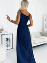 numoco Elegantna maxi haljina na naramenice - tamnoplava sa svjetlucavim Numoco CHIARA