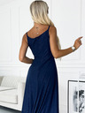 numoco Elegantna maxi haljina na naramenice - tamnoplava sa svjetlucavim Numoco CHIARA