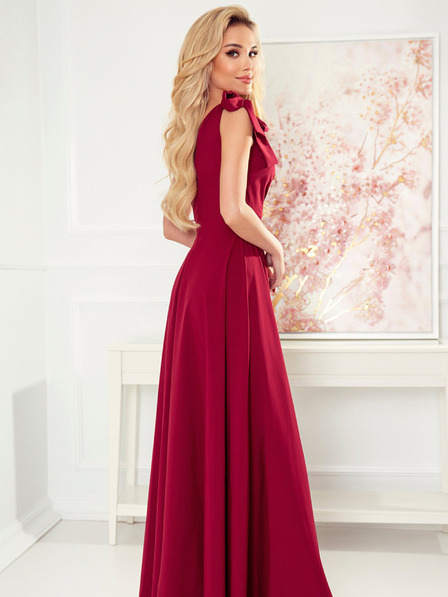 numoco Duga haljina s dekolteom i vezama na ramenima - Boja vina Numoco ELENA