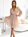 numoco Midi haljina od šifona s dugim rukavima i dekolteom - bež Numoco MILA