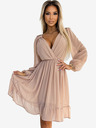 numoco Midi haljina od šifona s dugim rukavima i dekolteom - bež Numoco MILA