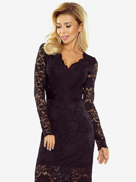 numoco Čipkana haljina s dekolteom - crna Numoco