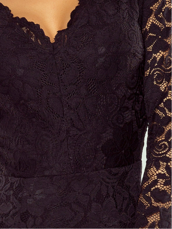 numoco Čipkana haljina s dekolteom - crna Numoco