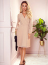 numoco Plisirana haljina s dekolteom i dugim rukavima - bež Numoco ISABELLE