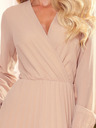 numoco Plisirana haljina s dekolteom i dugim rukavima - bež Numoco ISABELLE