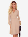 numoco Plisirana haljina s dekolteom i dugim rukavima - bež Numoco ISABELLE