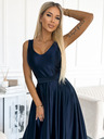 numoco Duga satenska haljina s izrezom i mašnom - tamnoplava Numoco CINDY