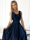 numoco Duga satenska haljina s izrezom i mašnom - tamnoplava Numoco CINDY
