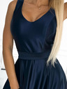 numoco Duga satenska haljina s izrezom i mašnom - tamnoplava Numoco CINDY