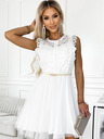 numoco Haljina s čipkom i zlatnim remenom - bijela Numoco GRETA