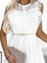 numoco Haljina s čipkom i zlatnim remenom - bijela Numoco GRETA