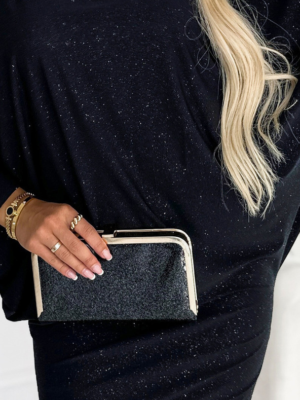 numoco Haljina s dekolteom u obliku krila šišmiša - crna s Numoco svjetlucavim šljokicama