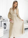 numoco Plisirana haljina s remenom i dekolteom - bež Numoco KLARA
