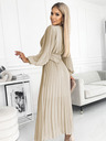 numoco Plisirana haljina s remenom i dekolteom - bež Numoco KLARA