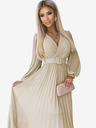 numoco Plisirana haljina s remenom i dekolteom - bež Numoco KLARA